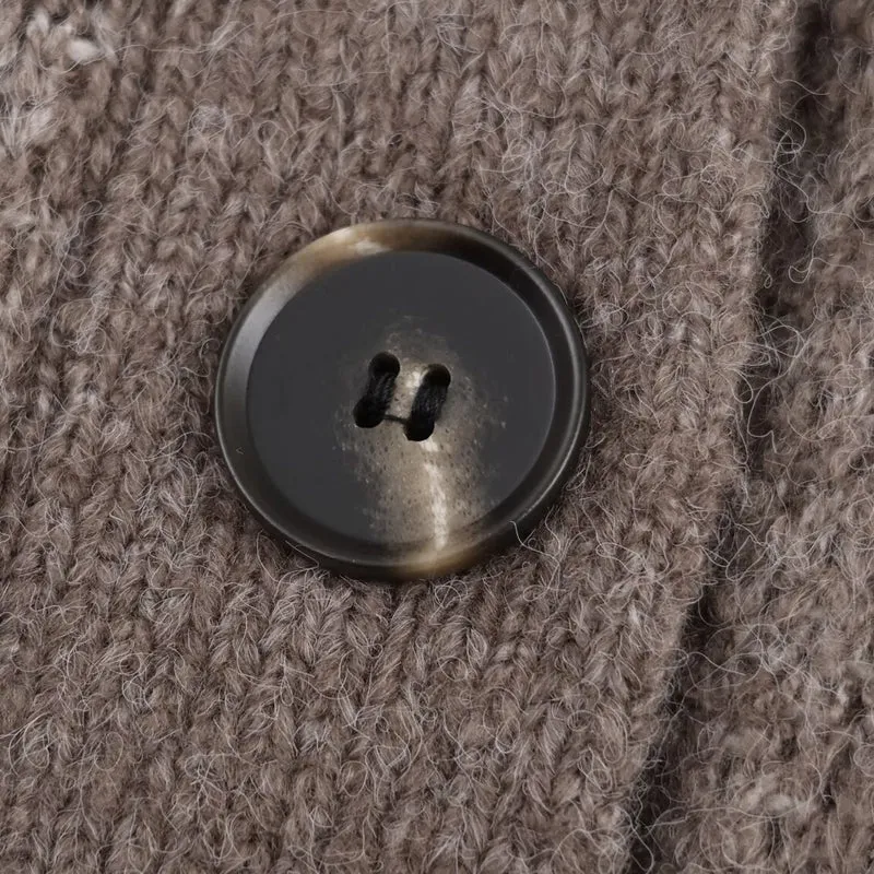 Damen Oversize-Strickcardigan mit Jacquard‑Muster und V‑Ausschnitt Nord Taschen