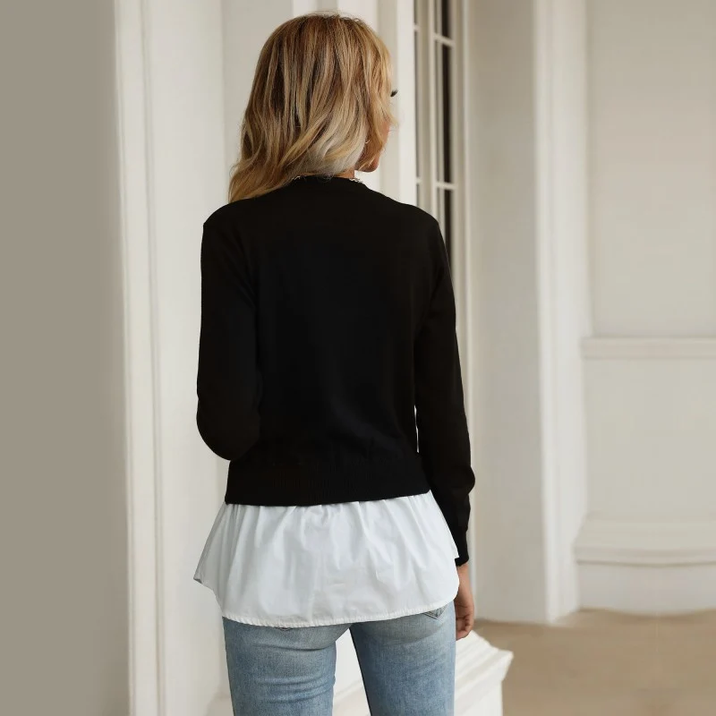 Damen Layering-Pullover mit Hemdoptik und feinem Feinstrick Nord Taschen