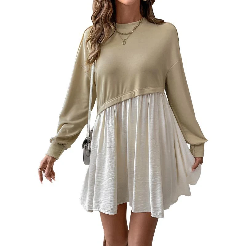 Damen Lässiges Sweatshirt‑Minikleid im Babydoll‑Lagenlook mit fließendem Rockteil Nord Taschen