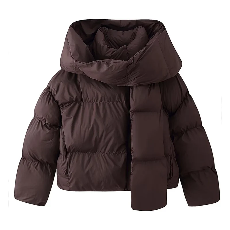 Damen Kurzgeschnittene Steppjacke mit voluminösem Schalkragen und Wattierung Nord Taschen