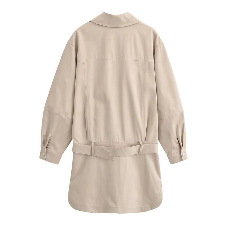 Damen Longline-Hemdblusenkleid mit Taillengürtel und Oversize-Silhouette Nord Taschen