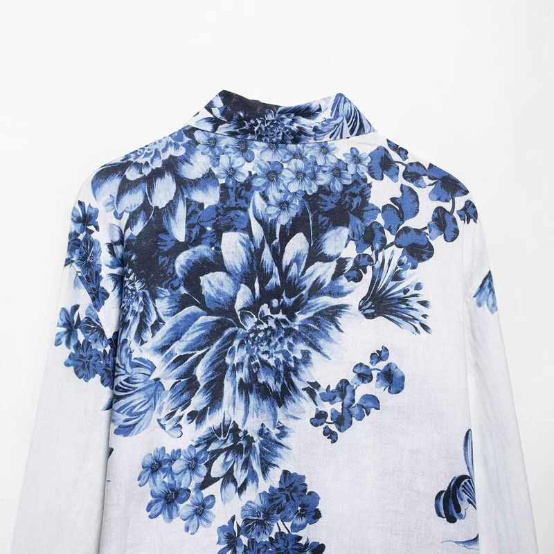 Damen Lockeres Hemd mit floralem Alloverprint und durchgehender Knopfleiste Nord Taschen