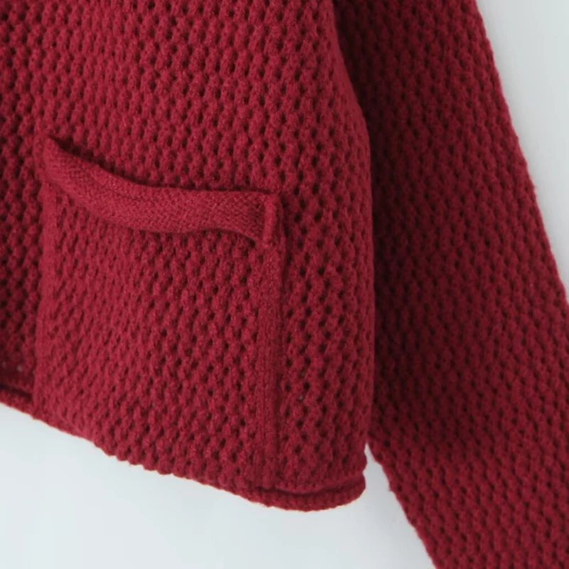 Damen Leichter offener Lochstrick‑Cardigan mit Zierknöpfen und aufgesetzten Taschen Nord Taschen