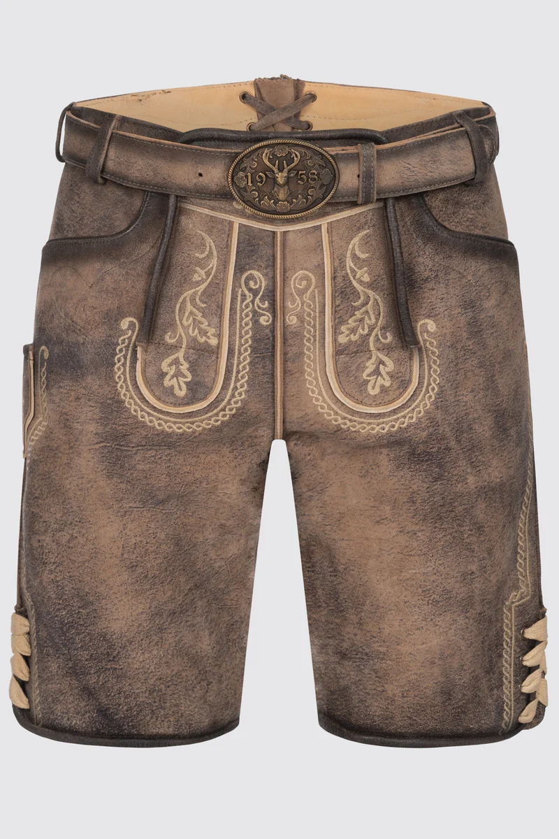 Herren Lederhose MAGNUS - Trachtenhose - Krüger Buam - mit Gürtel - 962065-000-0007
