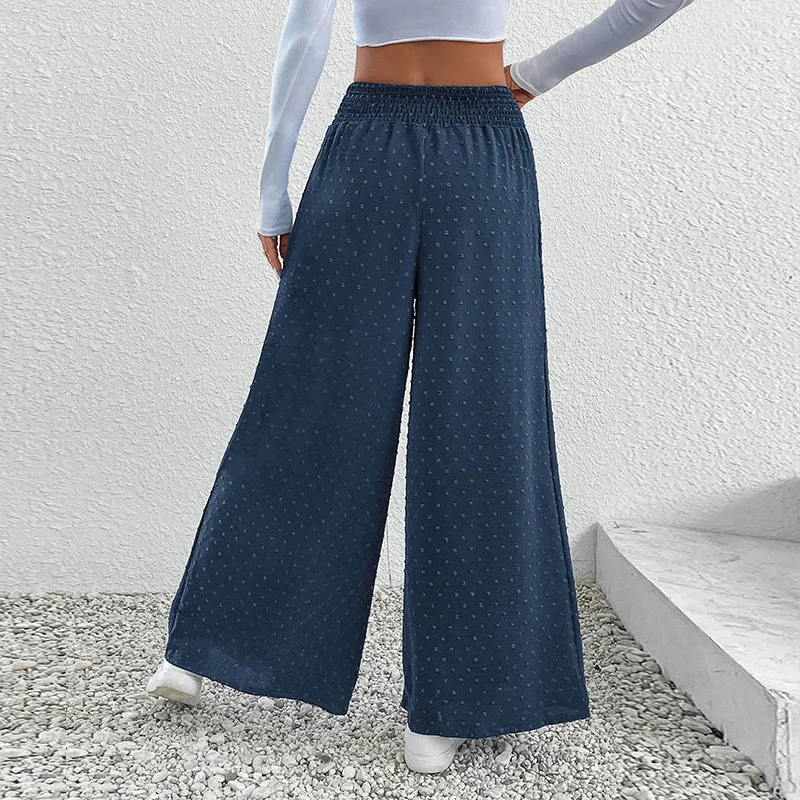 Damen Palazzo-Hose mit weitem Bein, elastischem Raffungbund und strukturierter Pointelle-Optik Nord Taschen