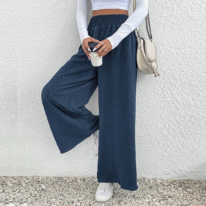 Damen Palazzo-Hose mit weitem Bein, elastischem Raffungbund und strukturierter Pointelle-Optik Nord Taschen