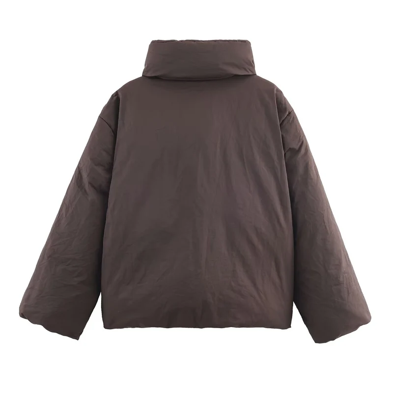 Damen Oversize-Steppjacke mit hohem Stehkragen und Taillengürtel Nord Taschen