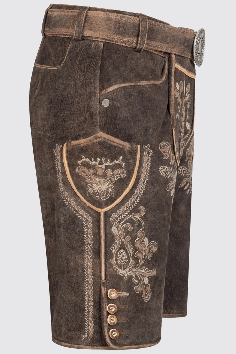 Herren Lederhose - ANTONIO % - Trachtenhose - Krüger Buam - mit Gürtel - 965566-000-0076