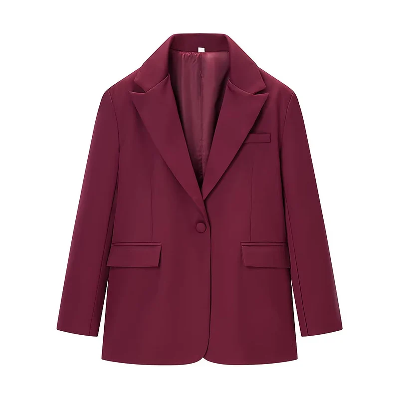 Damen Legerer Ein-Knopf-Blazer mit Reverskragen, Pattentaschen und Satinfutter Nord Taschen
