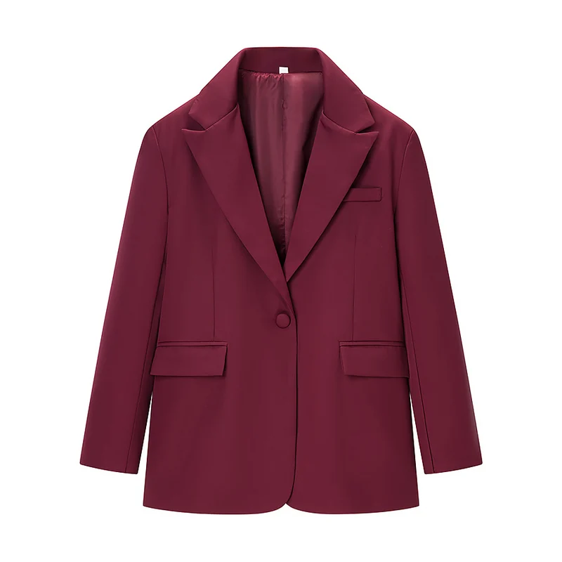 Damen Legerer Ein-Knopf-Blazer mit Reverskragen, Pattentaschen und Satinfutter Nord Taschen