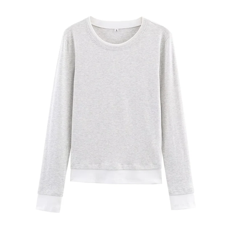 Damen Lässiges Langarm-Layering-Shirt mit doppellagigem Saum und eingesetzten Manschetten Nord Taschen