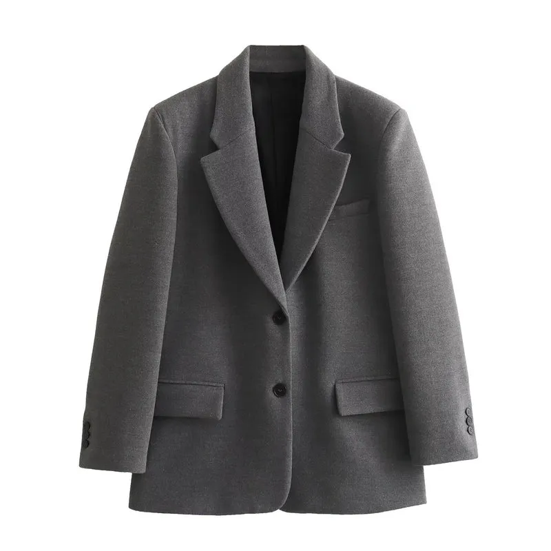Damen Langer Wollmix-Einreiher-Mantel mit Reverskragen und Pattentaschen Nord Taschen