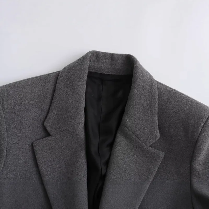 Damen Langer Wollmix-Einreiher-Mantel mit Reverskragen und Pattentaschen Nord Taschen