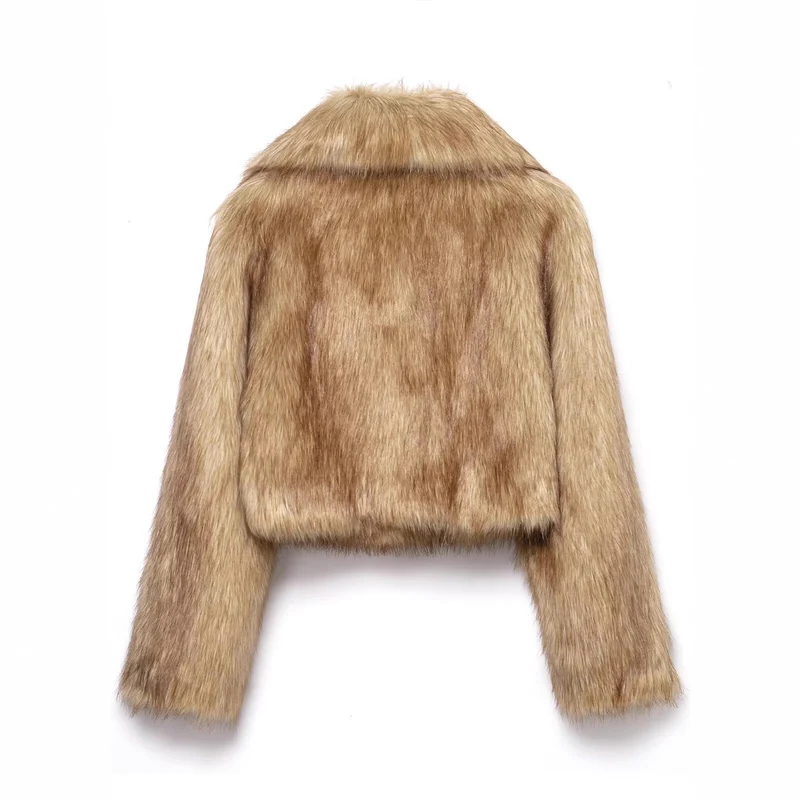 Damen Kurzer taillierter Faux-Fur-Blouson mit breitem Schalkragen Nord Taschen