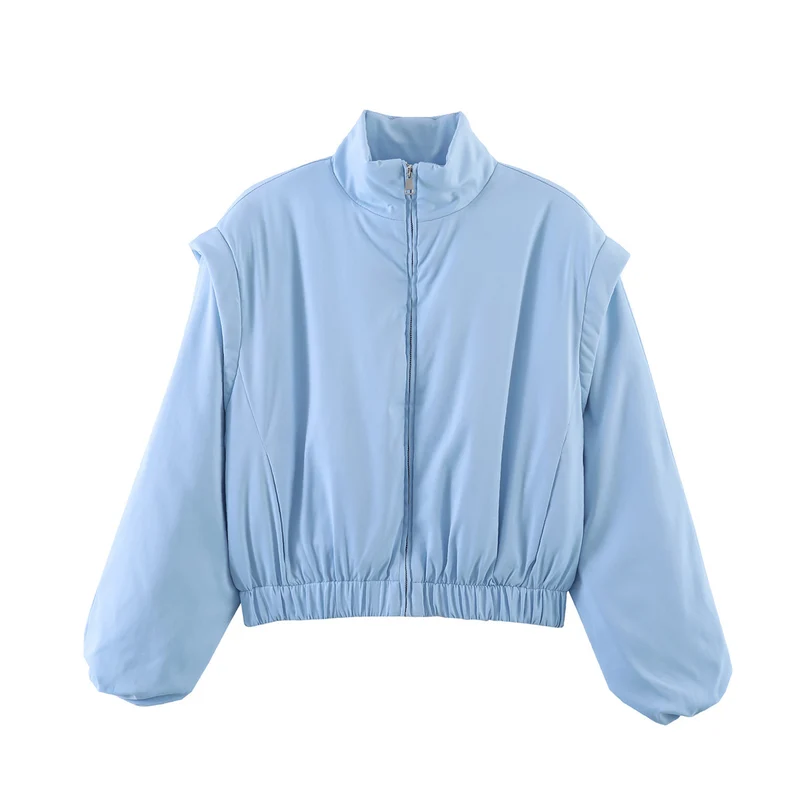 Damen Kurz geschnittene Puffjacke mit Stehkragen, Reißverschluss und elastischem Bund Nord Taschen
