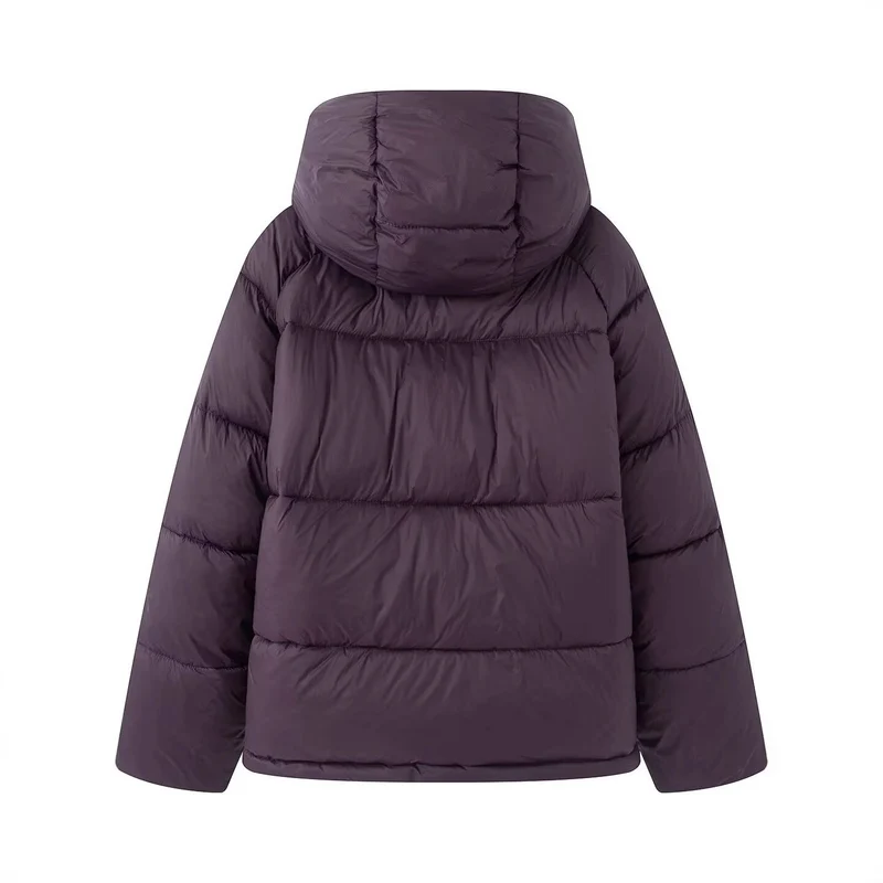 Damen Kurz geschnittene Oversize-Steppjacke mit hohem Kragen und Kapuze Nord Taschen