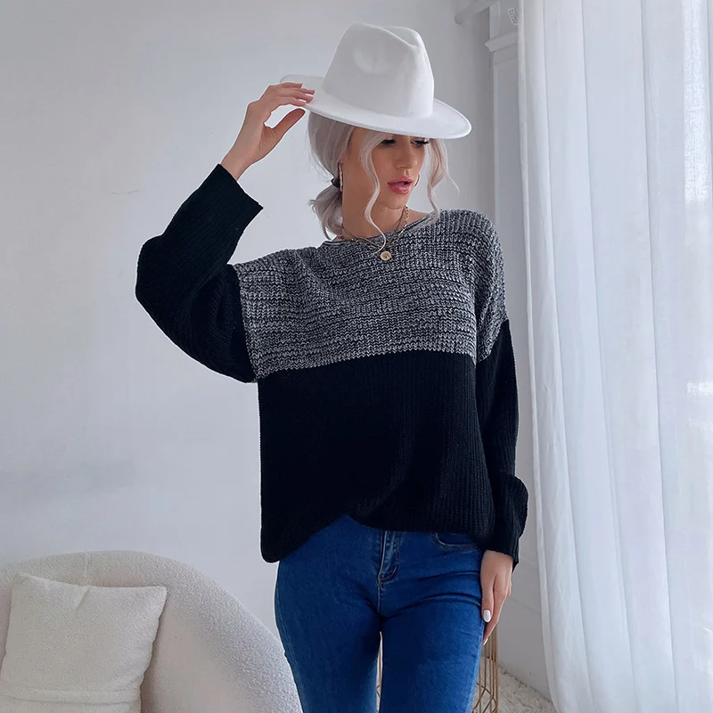 Damen Oversize Wollmix-Pullover mit Carmenausschnitt, Strukturstrick und lässiger Tunika-Silhouette Nord Taschen