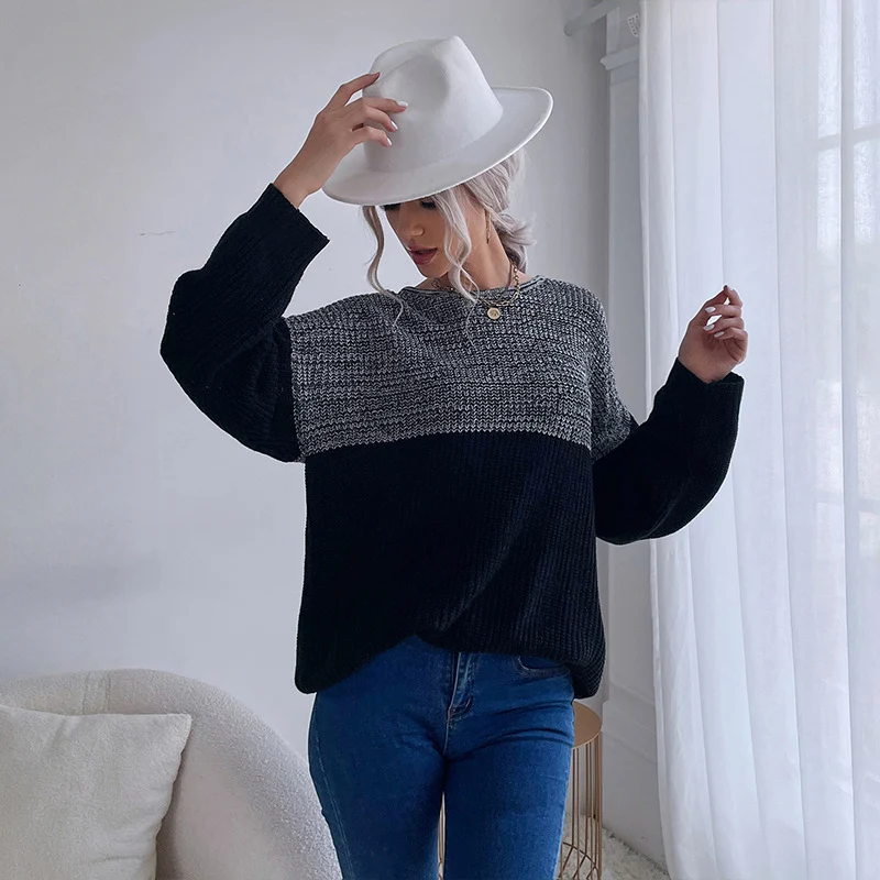 Damen Oversize Wollmix-Pullover mit Carmenausschnitt, Strukturstrick und lässiger Tunika-Silhouette Nord Taschen