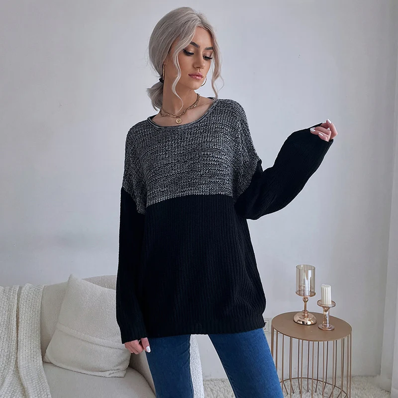 Damen Oversize Wollmix-Pullover mit Carmenausschnitt, Strukturstrick und lässiger Tunika-Silhouette Nord Taschen