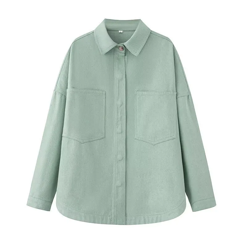 Damen Oversize Jeans-Hemdjacke im Boxy-Schnitt mit aufgesetzten Brusttaschen und Rundsaum Nord Taschen
