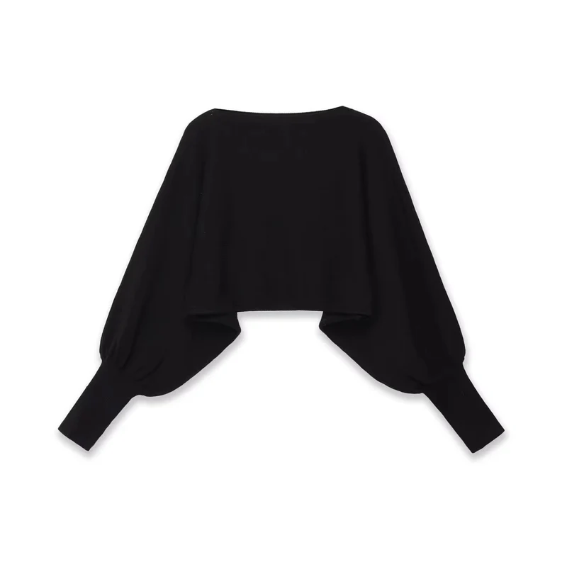 Damen Cropped-Bolero mit weiten Fledermausärmeln und langen Rippenbündchen Nord Taschen