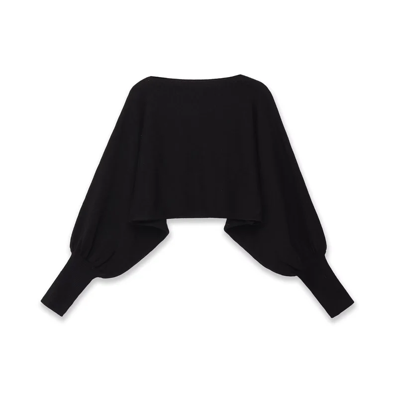 Damen Cropped-Bolero mit weiten Fledermausärmeln und langen Rippenbündchen Nord Taschen