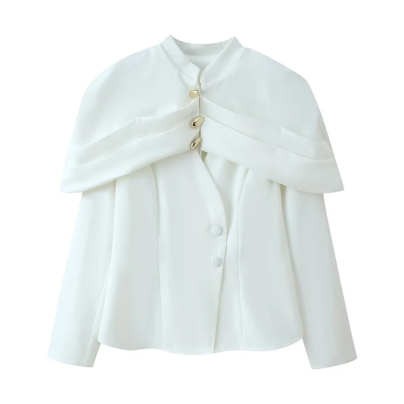 Damen Cape-Blazer mit doppeltem Capelet, Stehkragen und taillierter Silhouette Nord Taschen