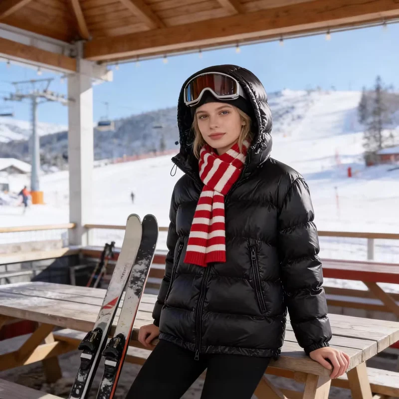 Damen Gesteppte Oversized Thermojacke mit Kapuze und wasserabweisender Oberfläche Nord Taschen