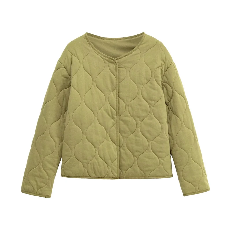 Damen Gesteppte Kurzjacke im Oversize‑Schnitt mit Rundhals und Wellensteppung Nord Taschen