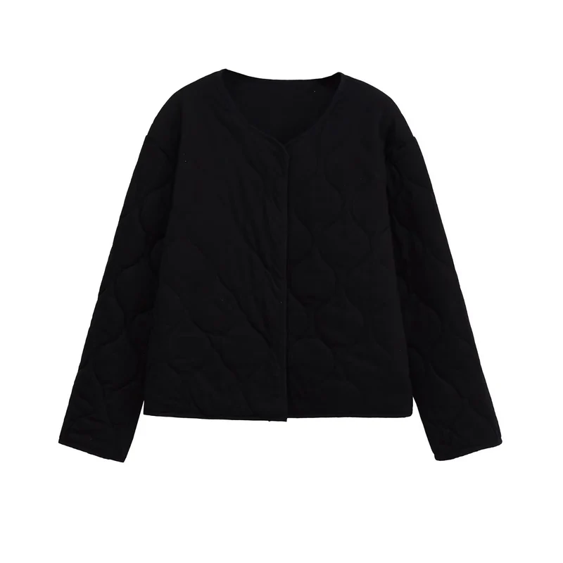 Damen Gesteppte Kurzjacke im Oversize‑Schnitt mit Rundhals und Wellensteppung Nord Taschen