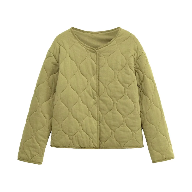 Damen Gesteppte Kurzjacke im Oversize‑Schnitt mit Rundhals und Wellensteppung Nord Taschen