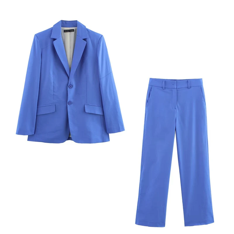 Damen Oversize Einreihiger Blazer mit Notch-Revers, zwei Knöpfen und Pattentaschen Nord Taschen