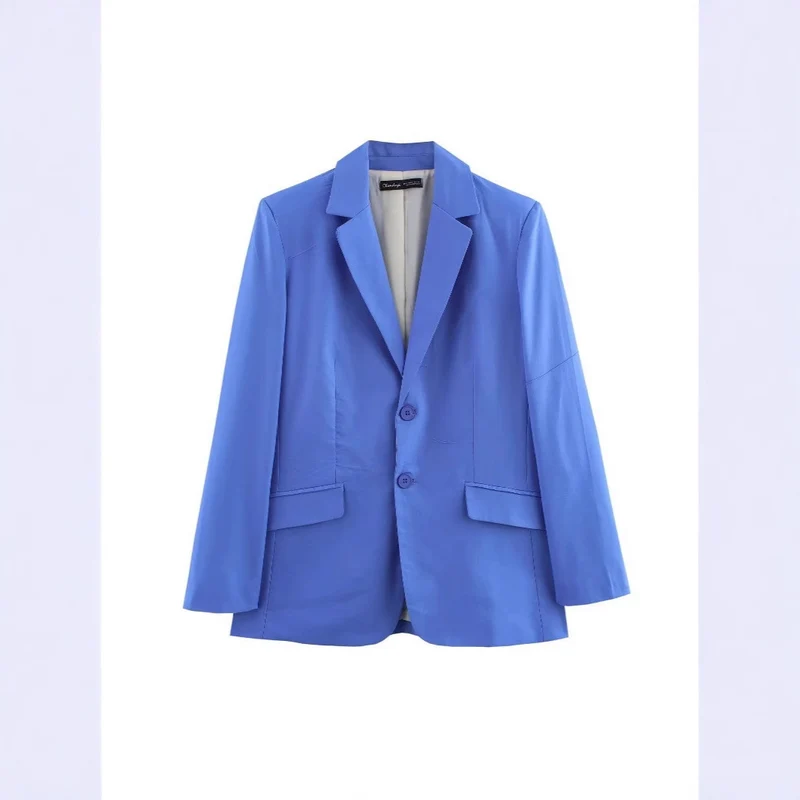 Damen Oversize Einreihiger Blazer mit Notch-Revers, zwei Knöpfen und Pattentaschen Nord Taschen