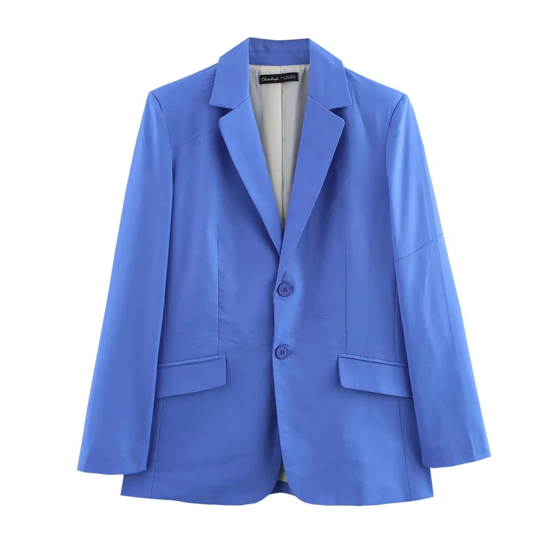 Damen Oversize Einreihiger Blazer mit Notch-Revers, zwei Knöpfen und Pattentaschen Nord Taschen
