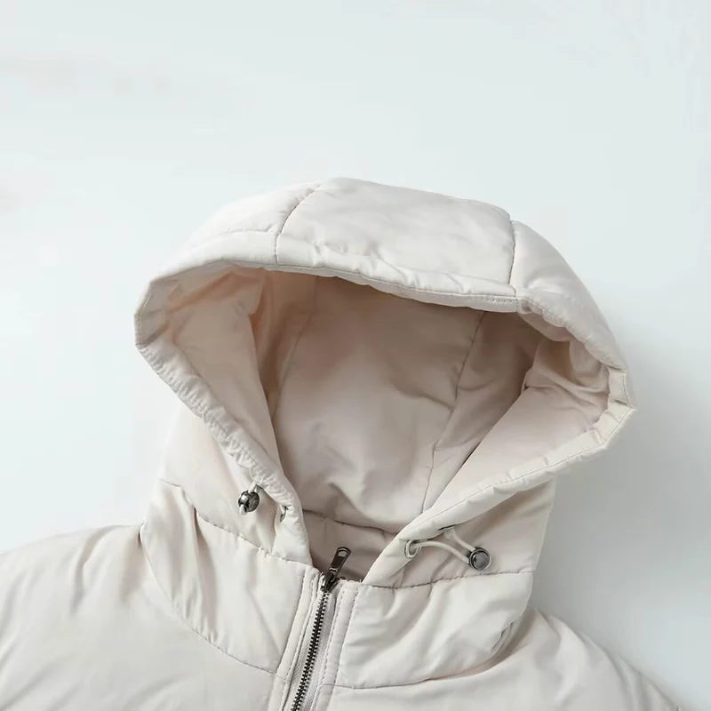 Damen Kurz geschnittene Hybrid-Steppjacke mit Kapuze, Taillenzug und elastischen Ärmeln Nord Taschen