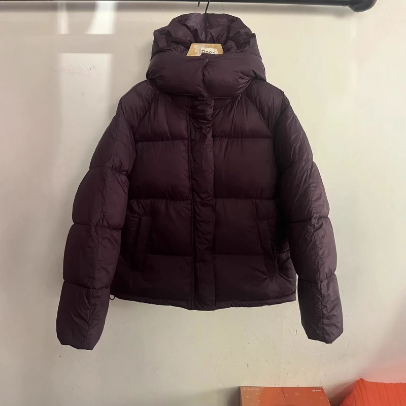 Damen Boxy Steppjacke mit hohem Kragen, Kapuze und verdeckter Verschluss Nord Taschen