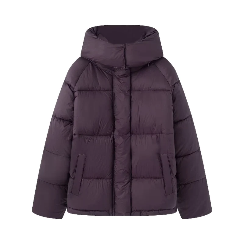 Damen Boxy Steppjacke mit hohem Kragen, Kapuze und verdeckter Verschluss Nord Taschen