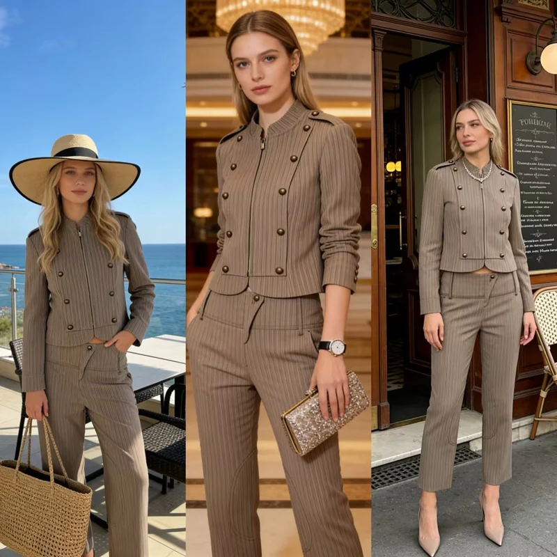 Damen Gerade geschnittene Bundhose mit hohem Bund und Kniepatches Nord Taschen