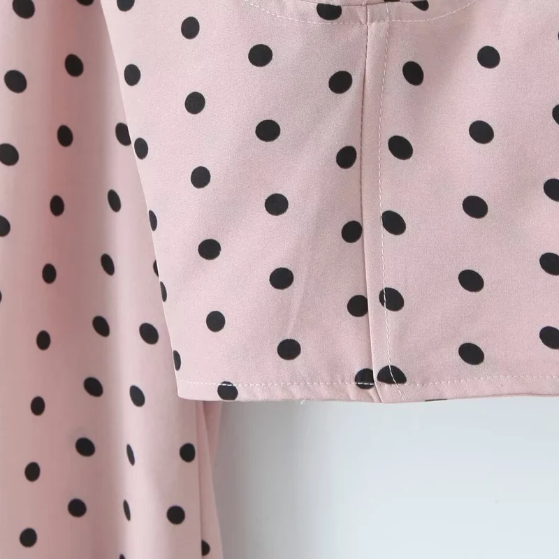 Damen Gepunktetes Bustier-Crop-Top mit Puffärmeln und Quadrat-Ausschnitt Nord Taschen
