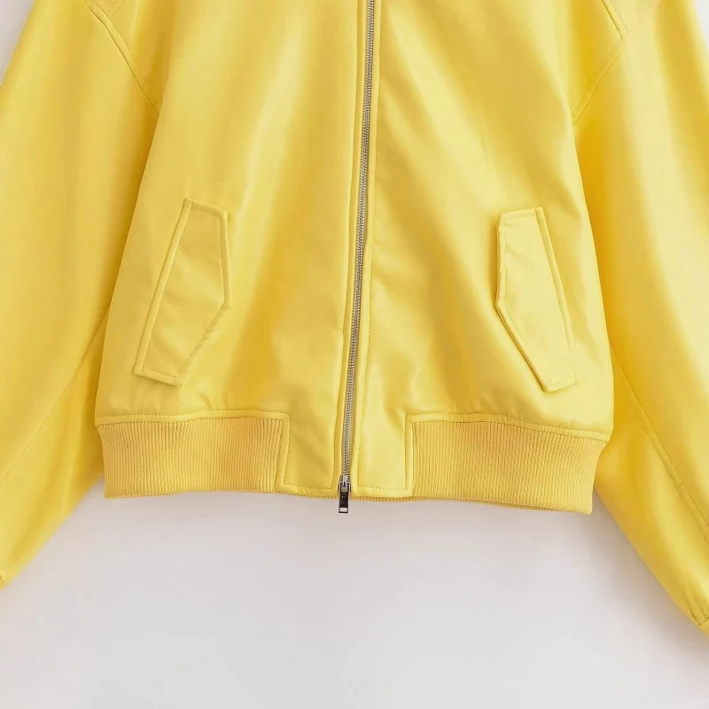 Damen Oversize-Bomberjacke mit Hemdkragen, verdecktem Reißverschluss und breiten Rippenbündchen Nord Taschen