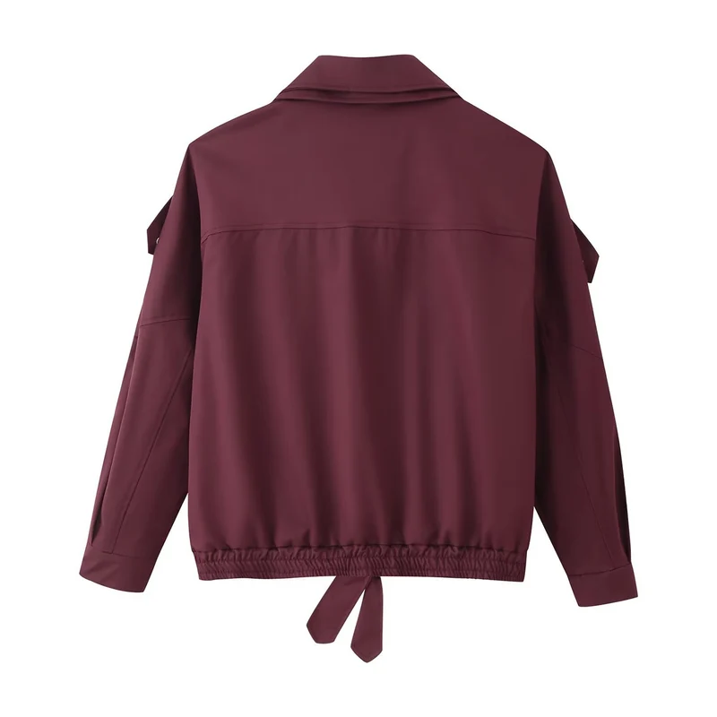 Damen Oversize-Bomberjacke mit asymmetrischer Blendenfront, Stehkragen und Tunnelzugsaum Nord Taschen