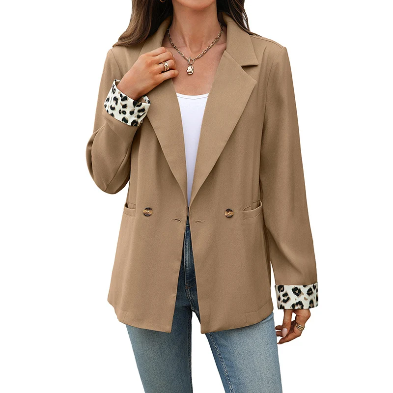 Damen Oversize-Blazer mit umschlagbaren Leo-Manschetten Nord Taschen