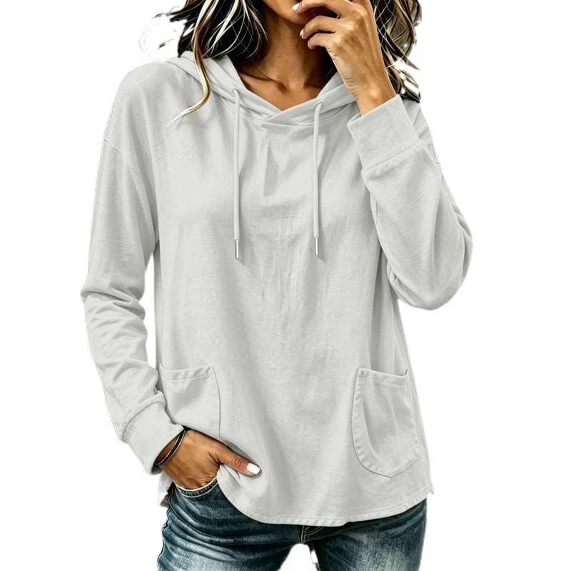 Damen Lockere Kapuzenpullover mit aufgesetzten Fronttaschen und verlängertem Rückenteil Nord Taschen