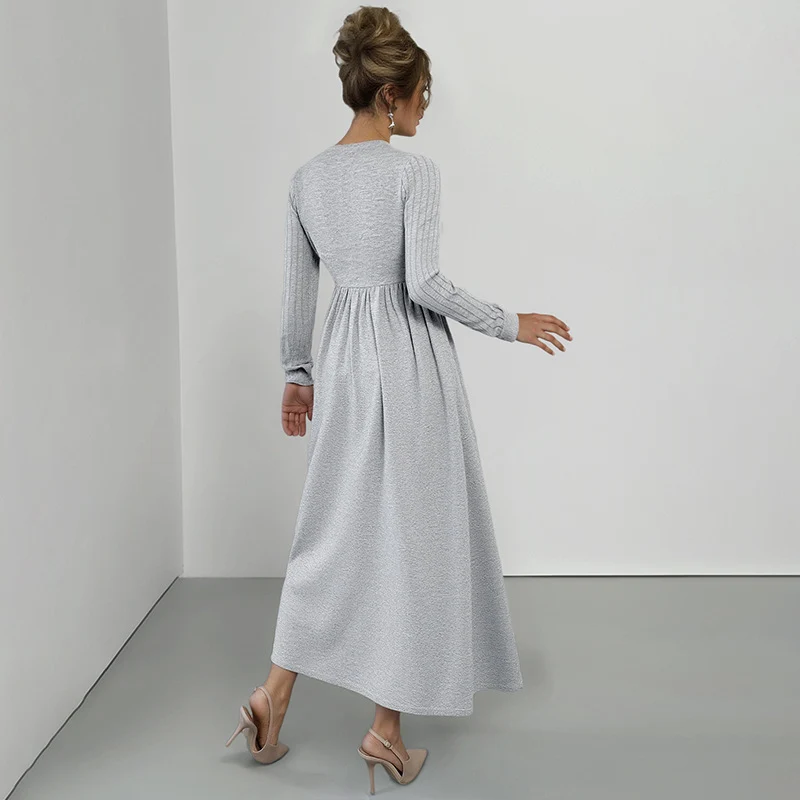 Damen Elegantes Wickel‑Maxikleid mit Spitzenbesatz, tailliertem Knotenbund und hohem Beinschlitz Nord Taschen