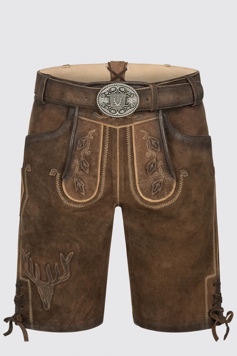 Herren Lederhose - WERNER - Trachtenhose - Krüger Buam - mit Gürtel - 964063-000-0007