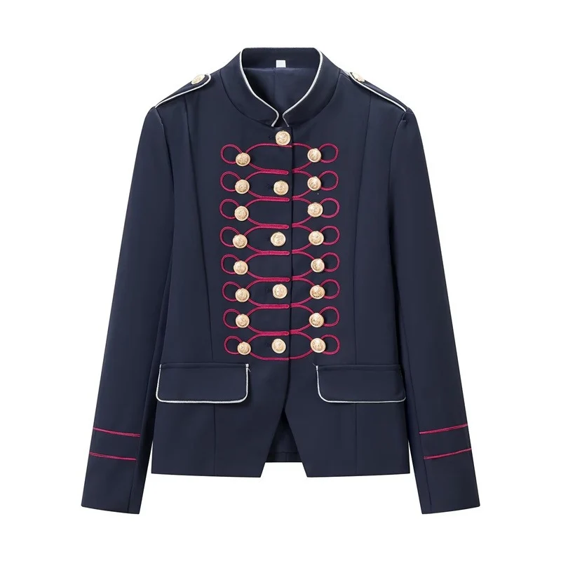 Damen militärisch-inspirierte Paradejacke mit Stehkragen und dekorativer Knopfleiste Nord Taschen