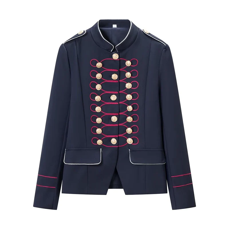 Damen militärisch-inspirierte Paradejacke mit Stehkragen und dekorativer Knopfleiste Nord Taschen