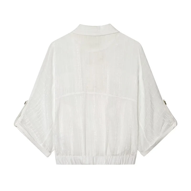Damen kastige Overshirt-Jacke taillenkurz mit 3/4-Ärmeln und goldknöpfen Nord Taschen