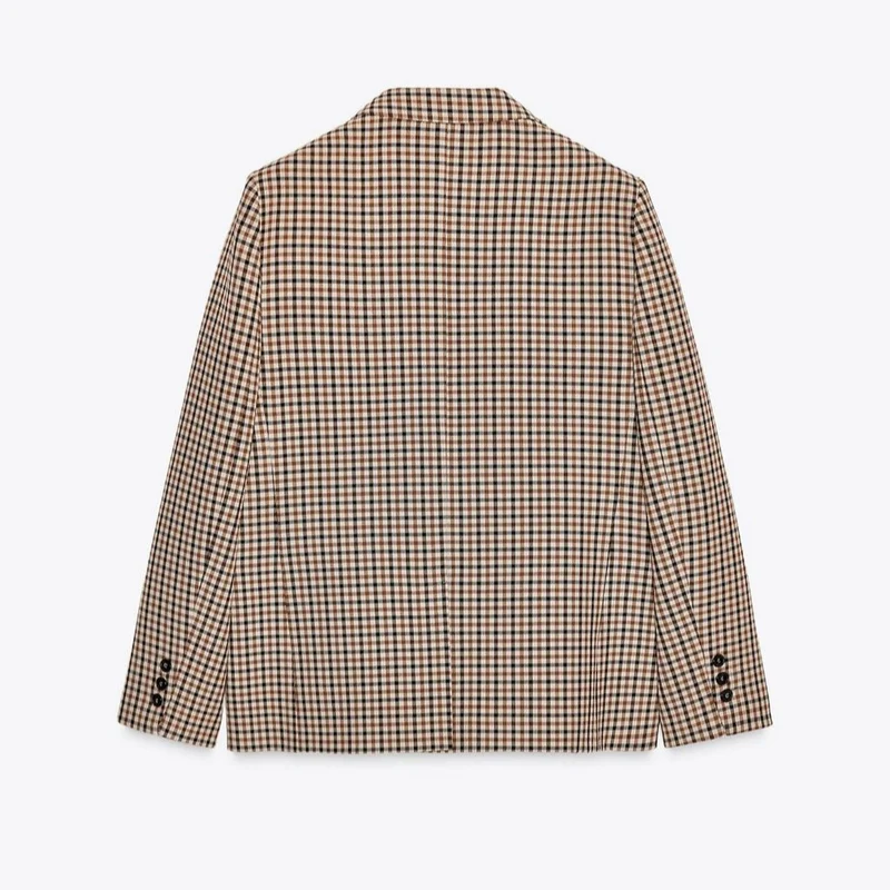 Damen Karo-Sakko im modernen Tailoring mit Reverskragen, zwei-Knopf-Verschluss und gefütterten Pattentaschen Nord Taschen