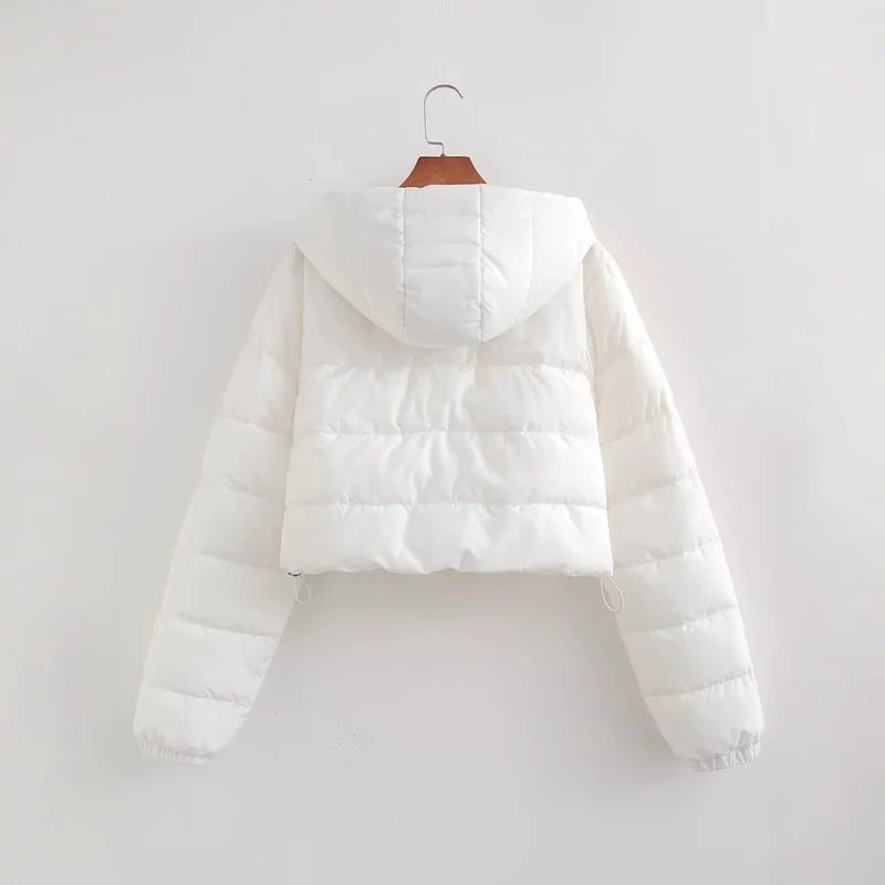 Damen Kurze gesteppte Kapuzen‑Steppjacke mit Tunnelzug und Reißverschluss Nord Taschen